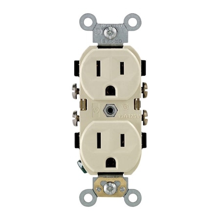 Leviton Straight Blade Receptacle, 5-15R, 15 A, 125V AC, Self-Grounded CBR15-00I